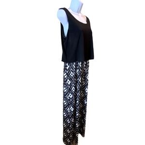 Lennie For Nina Leonard Maxi Dress Black And White Sleeveless Stretchy Medium